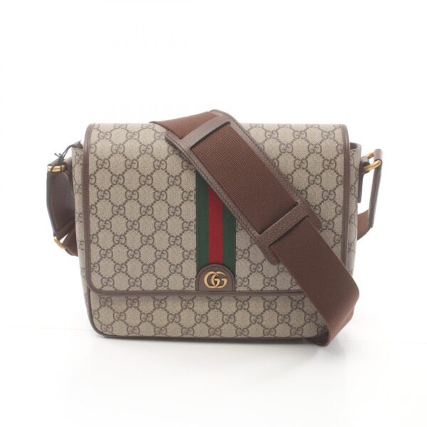 2101218240610 1 Gucci Ophidia GG Supreme Medium Messenger Shoulder Bag Leather Beige Brown Multicolor