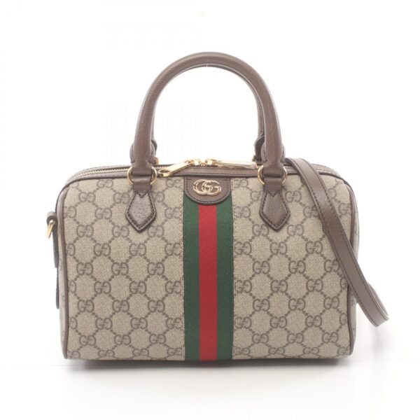 2101218240658 1 Gucci Ophidia GG Supreme Small Top Handle Handbag Leather Beige Brown Multicolor