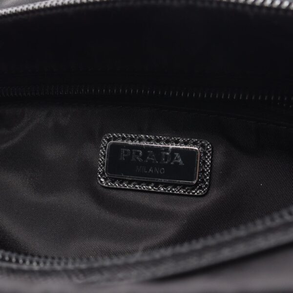 2101218242904 4 Prada Tessuto Saffiano Travel Pouch Shoulder Bag Nylon Saffiano Leather Black