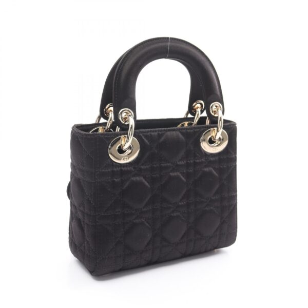 2101218245752 2 Dior Lady Dior Mini Cannage Handbag Fabric Black