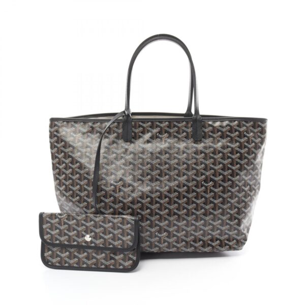 2101218246704 1 Goyard Saint Louis PM Tote Bag Leather Black Brown White