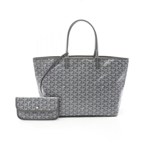 2101218246711 1 Goyard Saint Louis PM Tote Bag Leather Gray White