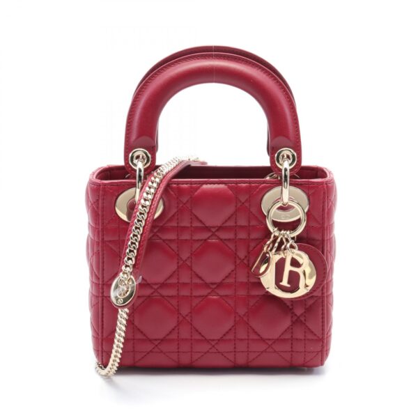 2101218254167 1 Dior Lady Dior Mini Cannage Handbag Leather Red