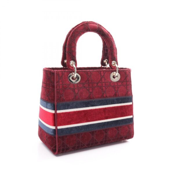 2101218257632 2 Dior Lady D Lite Medium Handbag Fabric Bordeaux Multicolor