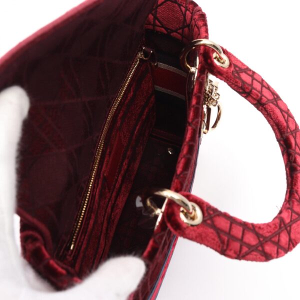 2101218257632 3 Dior Lady D Lite Medium Handbag Fabric Bordeaux Multicolor