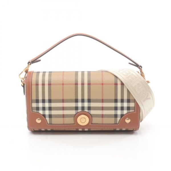 2101218258356 1 Burberry Check Handbag Leather Beige Brown Multicolor