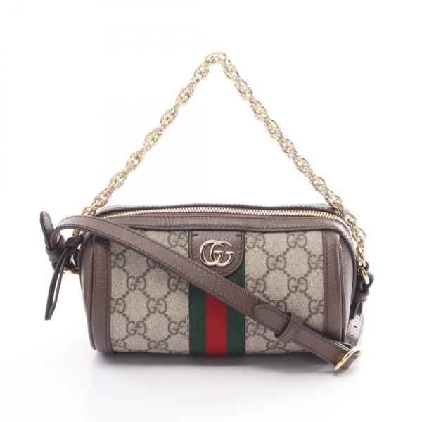 2101218259407 1 Gucci Ophidia GG Supreme Mini Shoulder Bag Leather Beige Brown Multicolor