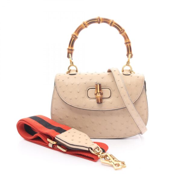 2101218273267 1 Gucci Bamboo 1947 Handbag Ostrich Beige