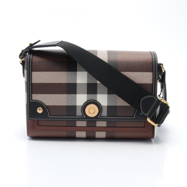 2101218280722 1 Burberry Check Shoulder Bag Leather Brown Black Multicolor