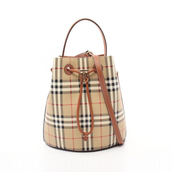 2101218280791 1 Burberry Small TB Bucket Handbag Leather Beige Multicolor