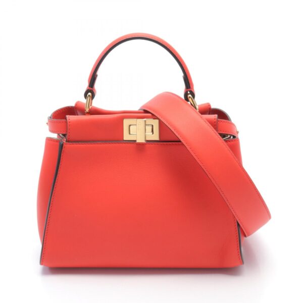 2101218282412 1 Fendi Mini Peekaboo Handbag Leather Red