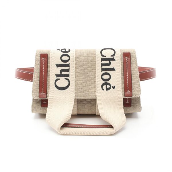 2101218292961 1 Chloe Fabric Leather Waist Bag Beige Brown White