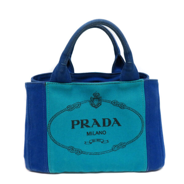 2102572 Prada Canapa Tote Canvas Blue Green