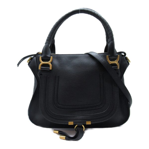 2104102246118 3 Chloe Marcy Small Tote Shoulder Bag Leather Black