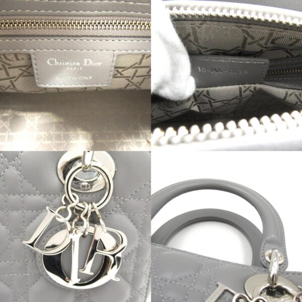 2104102258524 8c Dior Lady Dior Cannage 2Way Tote Bag Lambskin Gray