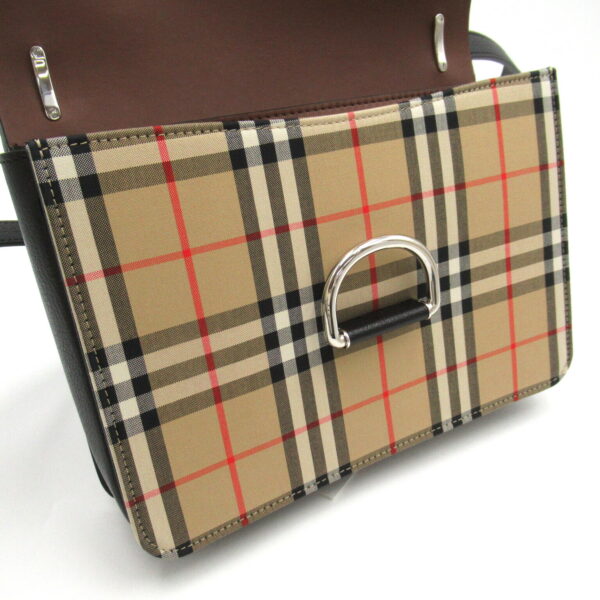 2104102259958 4 Burberry Leather Shoulder Bag Black Plaid Pattern