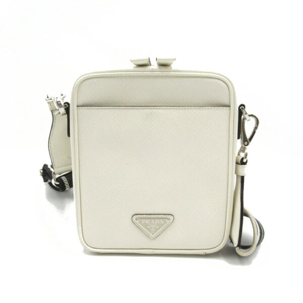 2104102260497 2 Prada Shoulder Bag Saffiano Leather White