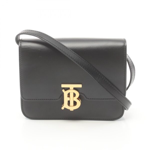 2104102300926 1 Burberry TB Logo Shoulder Bag Leather Black