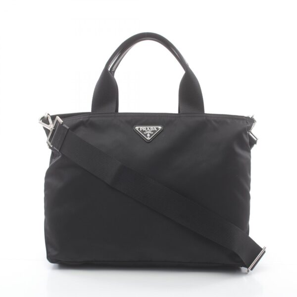 2104102302227 1 Prada Tote Bag Nylon Saffiano Leather Black