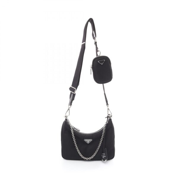 2104102303606 1 Prada Re Edition 2005 Re Nylon Shoulder Bag Nylon Saffiano Black