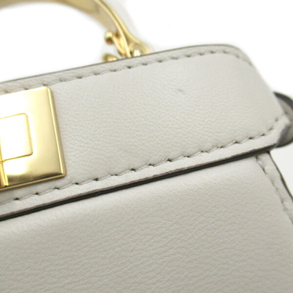 2106800511581 8 Fendi Nano Peekaboo Maxi Handle Shoulder Bag Leather Ivory