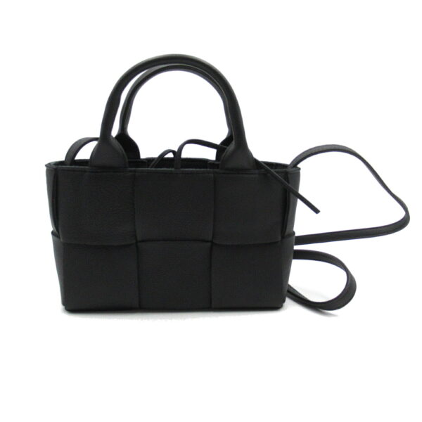 2106800524376 2 Bottega Veneta Mini Arco Tote 2Way Shoulder Bag Leather Black