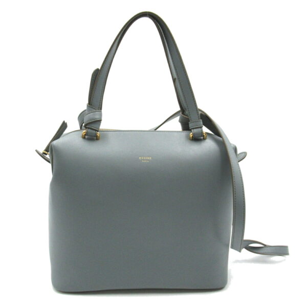 2106800530407 1 Celine Leather Soft Cube 2way Shoulder Bag Blue Gray