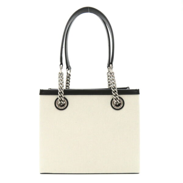 2106800535945 2 Balenciaga Duty Small Tote Bag Cotton Leather White Black