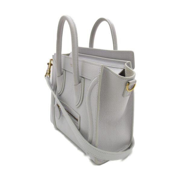 2107400212489 2 Celine Leather Shoulder Bag Gray Light Gray