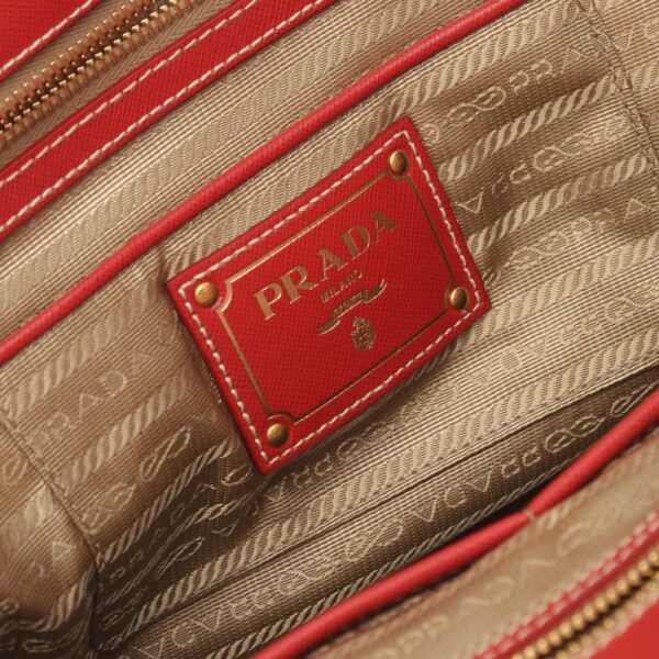 2107400219495 4 Prada Logo Jacquard Handbag Leather Brown Red