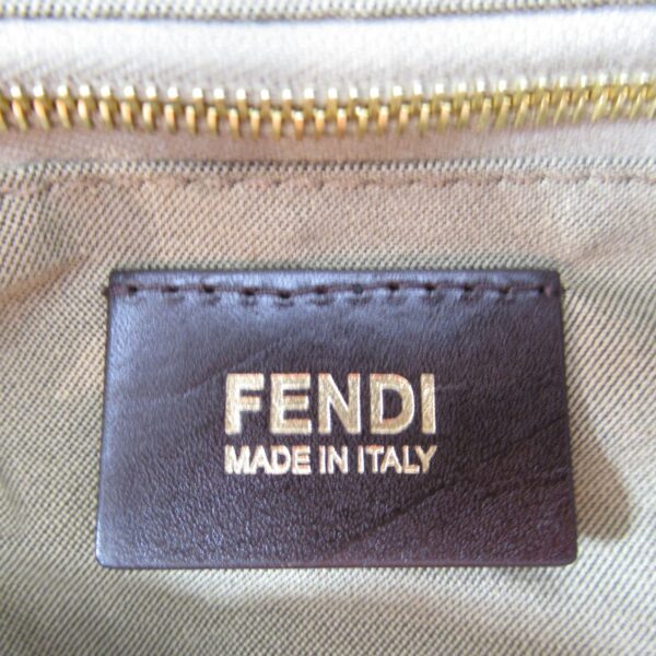 2107600975894 11 Fendi Zucchino Man Bucket Shoulder Bag Beige Brown