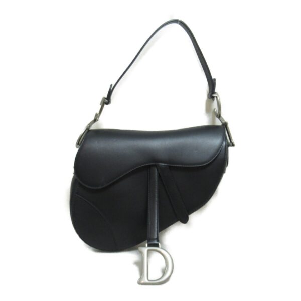 2107600999791 2 Dior Saddle Back Shoulder Bag Leather Black