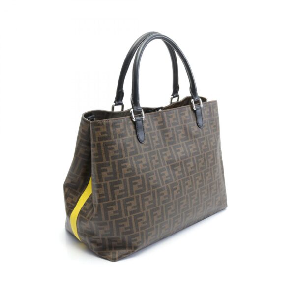 2107601005538 2 Fendi Zucca Tote Bag Leather Brown Yellow Black