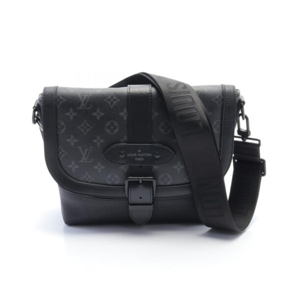 2107601008454 1 Louis Vuitton Saumur Messenger Shoulder Bag Leather Monogram Eclipse Black