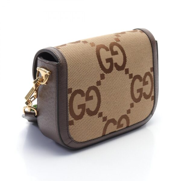 2107601009208 2 Gucci Horsebit 1955 Jumbo GG Shoulder Bag Leather Beige Brown