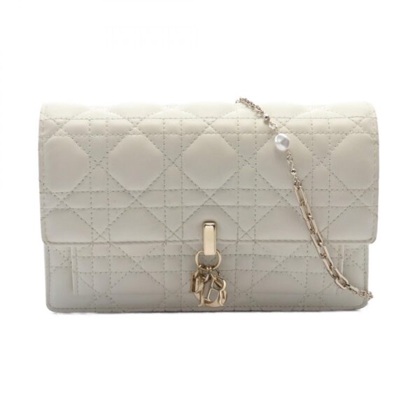 2107601010204 1 Dior Cannage Shoulder Bag Leather White