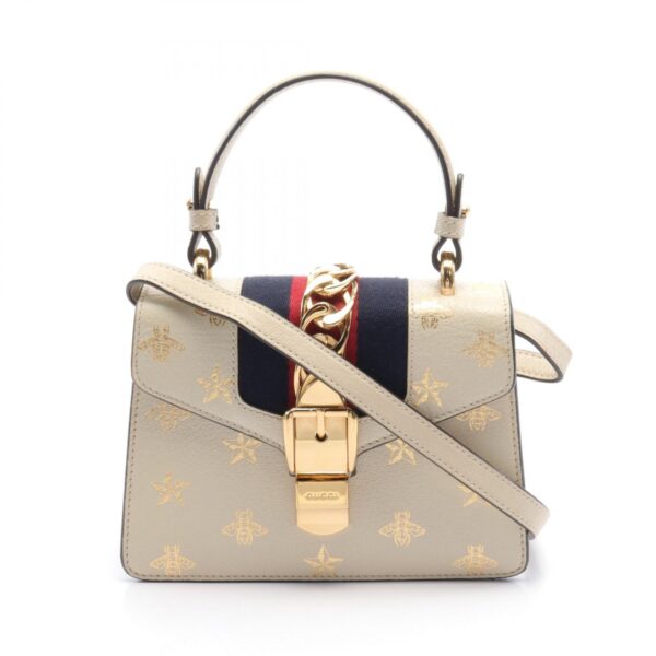 2107601013946 1 Gucci Sylvie Shelly Line Handbag Leather Ivory Multicolor