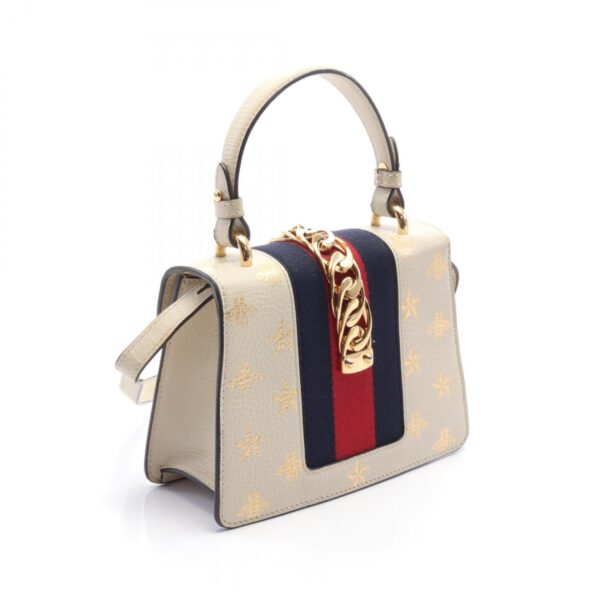 2107601013946 2 Gucci Sylvie Shelly Line Handbag Leather Ivory Multicolor