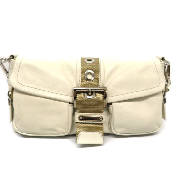 21076891 Prada Shoulder Bag Leather White