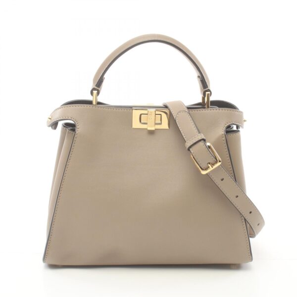 2118300057537 1 Fendi Peekaboo Essential Handbag Leather Beige