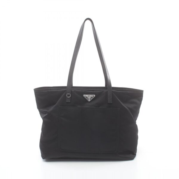 2118300058213 1 Prada Vela Tote Bag Nylon Saffiano Leather Black