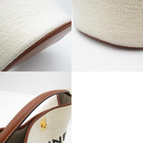 2118400118756 9c Celine Cotton Calf Leather Bucket 16 2way Bag White