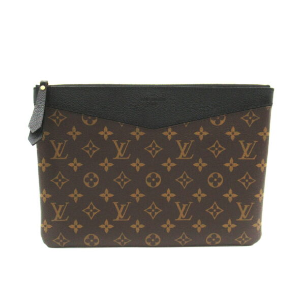 2118400130277 1 Louis Vuitton Daily Pouch Clutch Bag Monogram Brown Black