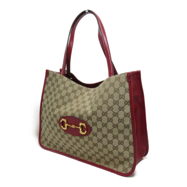 2118500038206 4 Gucci Horsebit Tote Bag GG Leather Beige Red