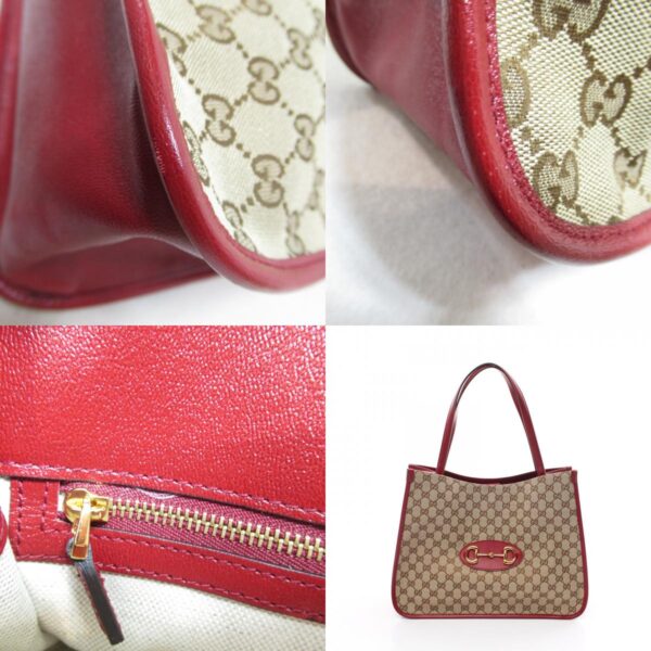 2118500038206 6c Gucci Horsebit Tote Bag GG Leather Beige Red