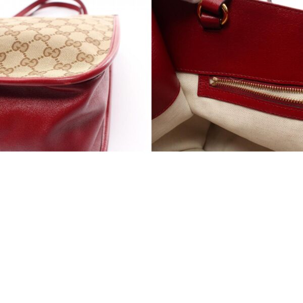 2118500038206 6c Gucci Horsebit Tote Bag GG Leather Beige Red