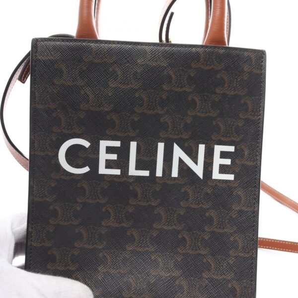 2118500046515 4 Celine Mini Vertical Triomphe Handbag Black Brown