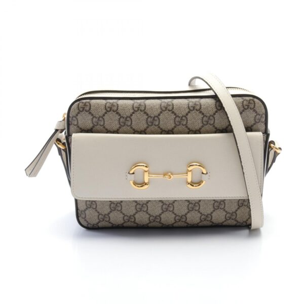 2118500048021 1 Gucci Horsebit 1955 Small Shoulder Bag Leather Beige Brown White