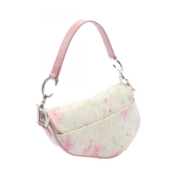 2118700063923 2 Dior Saddle Bag Floral Handbag Leather White Pink Multicolor