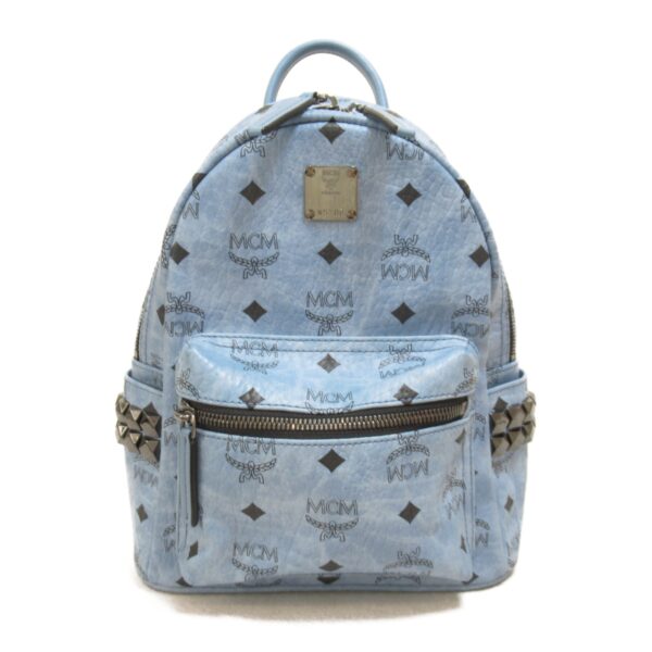 2118800091093 2 MCM Leather Rucksack Backpack Blue